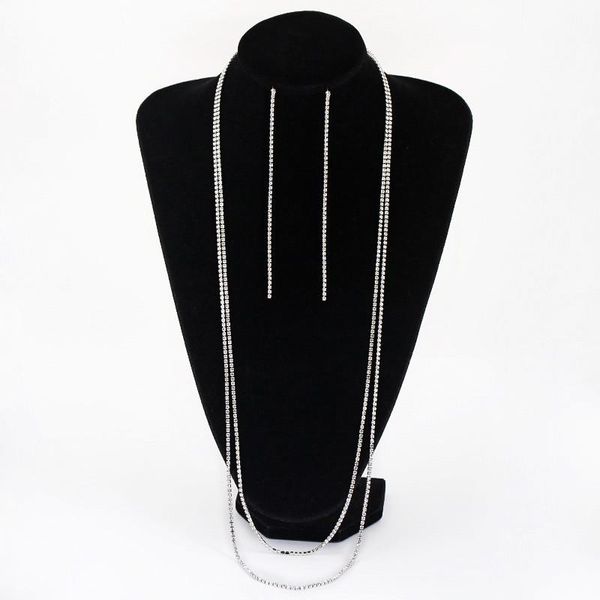 earrings & necklace g-trendy party boutique luxury crystal alloy jewelry set shiny fashion statement accessory gift, Silver
earrings & necklace g-trendy party boutique luxury crystal alloy jewelry set shiny fashion statement accessory gift, Silver