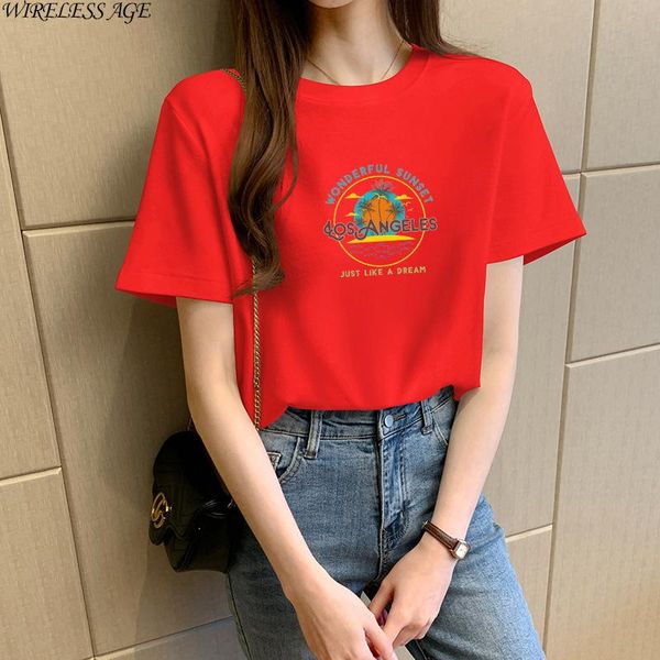 women's t-shirt wireless age t shirt women short sleeve round neck letters printed sweet korean style loose summer fashion wild, White
women's t-shirt wireless age t shirt women short sleeve round neck letters printed sweet korean style loose summer fashion wild, White
