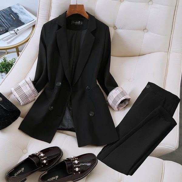women's suits & blazers suit autumn and winter black high-end large size loose elastic waist trousers two-piece, White;black
women's suits & blazers suit autumn and winter black high-end large size loose elastic waist trousers two-piece, White;black