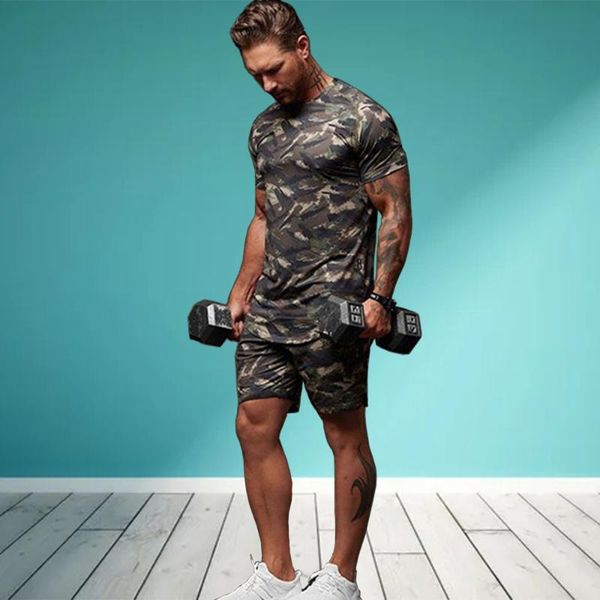 men's tracksuits 2021 camouflage sports suit summer running gym two piece quick drying clothes casual short sleeve shorts, Gray
men's tracksuits 2021 camouflage sports suit summer running gym two piece quick drying clothes casual short sleeve shorts, Gray