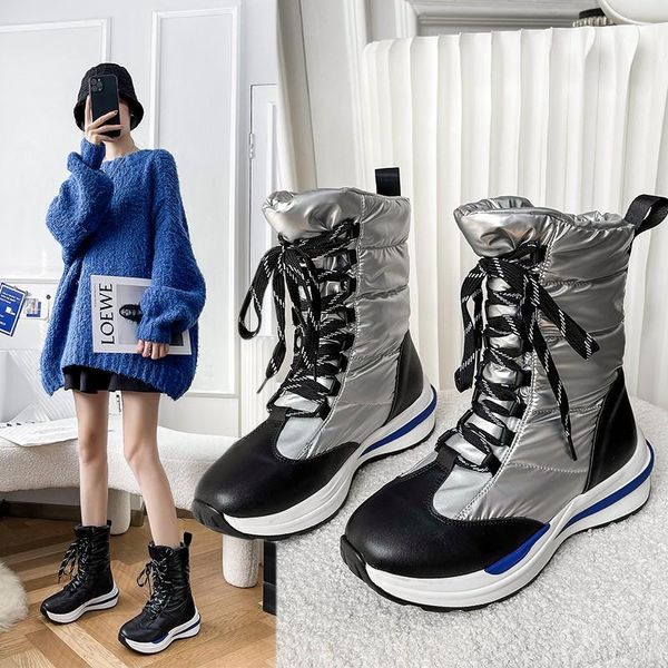 boots women winter keep warm quality mid-calf snow ladies lace-up comfortable waterproof booties chaussures femme, Black
boots women winter keep warm quality mid-calf snow ladies lace-up comfortable waterproof booties chaussures femme, Black