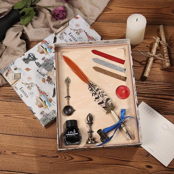 vintage peacock feather pen personality dip water set creative metal fountain gift box for 1seal +1 spoon +3 lacquer wax pens
vintage peacock feather pen personality dip water set creative metal fountain gift box for 1seal +1 spoon +3 lacquer wax pens