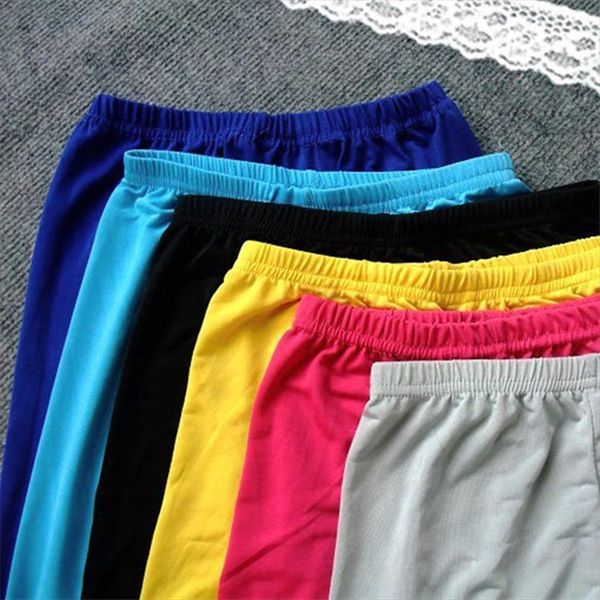 summer calf length ice women legging silk stretch thin fashion candy color casual high waist fitness one, Black