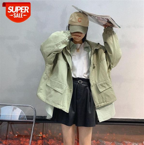 110165 hooded jacket women's loose and handsome literary japanese short drawstring trench coat #np8q, Black
110165 hooded jacket women's loose and handsome literary japanese short drawstring trench coat #np8q, Black