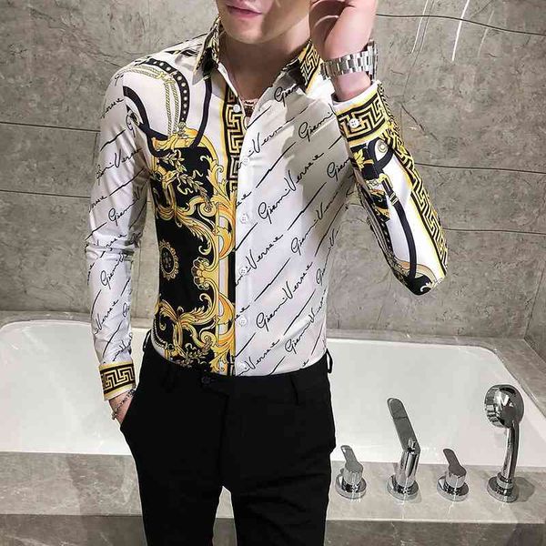 autumn man vintage printed social black shirts luxury men's white slim fit long sleeve dress shirt fashion casual chemise homme 210331, White;black
autumn man vintage printed social black shirts luxury men's white slim fit long sleeve dress shirt fashion casual chemise homme 210331, White;black