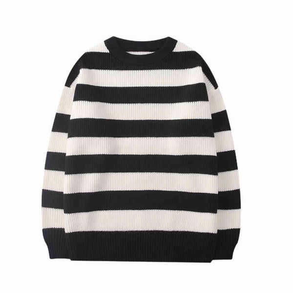 eridanus autumn winter sweater men's round neck korean casual loose knit trend stripe lazy thick bottoming sweaters male mzm091, White;black
eridanus autumn winter sweater men's round neck korean casual loose knit trend stripe lazy thick bottoming sweaters male mzm091, White;black