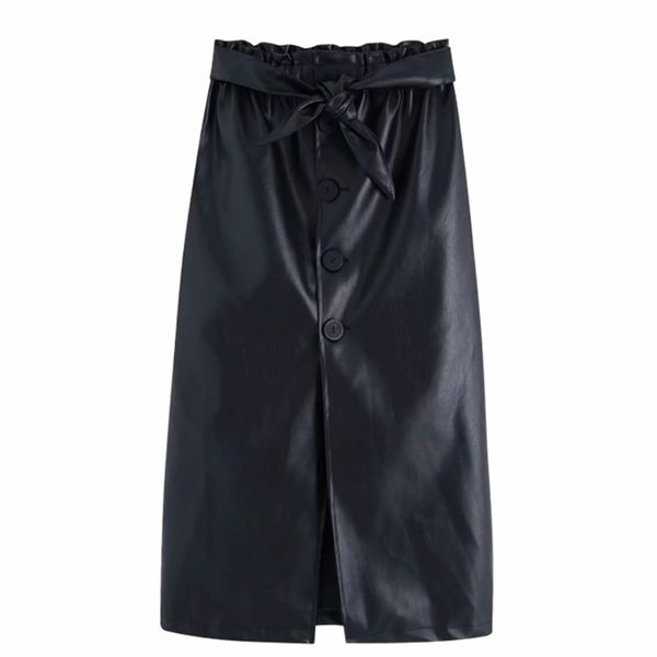 women fashion bow tied decoration pu leather straight skirt faldas mujer ladies elastic waist buttons chic midi skirts qun520 210420, Black
women fashion bow tied decoration pu leather straight skirt faldas mujer ladies elastic waist buttons chic midi skirts qun520 210420, Black
