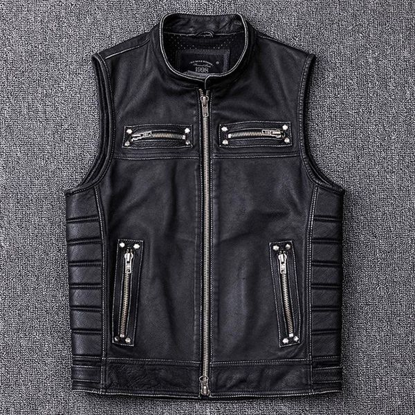 men's leather & faux vintage edging black motorcycle vest men 100% calf skin vests moto man waistcoat sleeveless jacket m208
men's leather & faux vintage edging black motorcycle vest men 100% calf skin vests moto man waistcoat sleeveless jacket m208