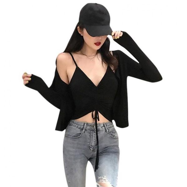 women's vests spring summer fashion women casual drawstring v-neck sling+ short paragraph cardigan coat pant 2 pieces set yf307, Black;white
women's vests spring summer fashion women casual drawstring v-neck sling+ short paragraph cardigan coat pant 2 pieces set yf307, Black;white
