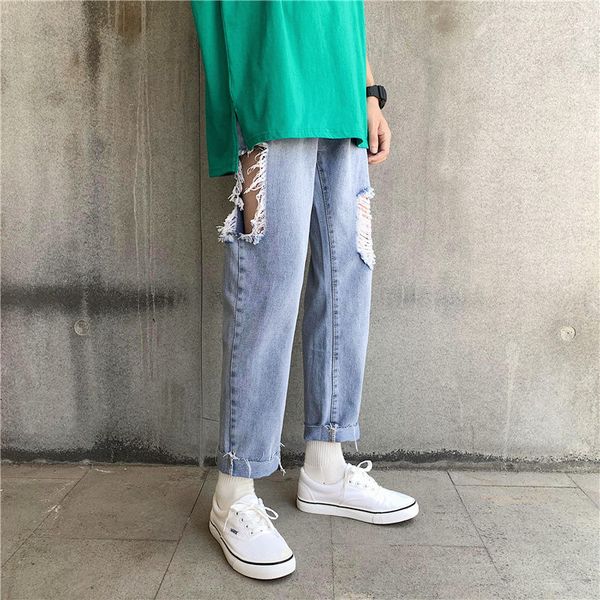 summer ripped jeans mens fashion washed casual retro straight jeans men streetwear wild loose hip-hop hole denim trousers s-3xl, Blue
summer ripped jeans mens fashion washed casual retro straight jeans men streetwear wild loose hip-hop hole denim trousers s-3xl, Blue