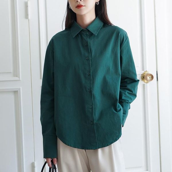 women's blouses & shirts jsxls spring autumn turn-down collar blouse all-match long sleeve clothes loose women green single breasted, White
women's blouses & shirts jsxls spring autumn turn-down collar blouse all-match long sleeve clothes loose women green single breasted, White