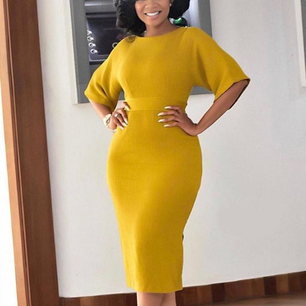 casual dresses office lady yellow ol elegant clothes 2021 summer plain high waist fashion work business official robe midi dress, Black;gray
casual dresses office lady yellow ol elegant clothes 2021 summer plain high waist fashion work business official robe midi dress, Black;gray