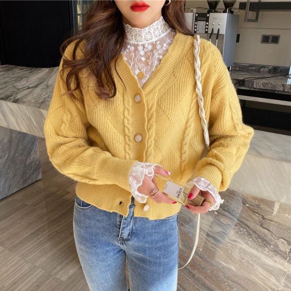 women's knits & tees v-neck knitted cardigan 2021 spring and autumn loose hollow long-sleeved jacket en*, White
women's knits & tees v-neck knitted cardigan 2021 spring and autumn loose hollow long-sleeved jacket en*, White