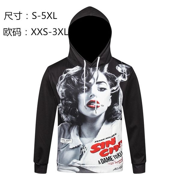 3d hooded sweater smoking female digital printing nightclub hoodie long sleeved clothes, Black
3d hooded sweater smoking female digital printing nightclub hoodie long sleeved clothes, Black
