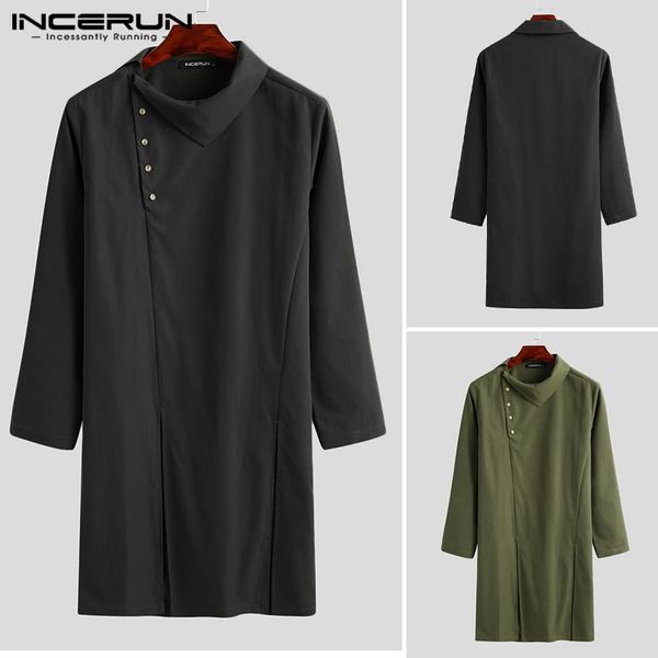 men's casual shirts incerun fashion vintage loose kurtas blouse men solid color long sleeve clothing muslim kaftan robes, White;black
men's casual shirts incerun fashion vintage loose kurtas blouse men solid color long sleeve clothing muslim kaftan robes, White;black
