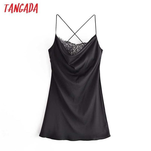 tangada summer women blace lace patchwork satin dress strap ladies mini dress vestidos 3w30 210609, Black;gray
tangada summer women blace lace patchwork satin dress strap ladies mini dress vestidos 3w30 210609, Black;gray