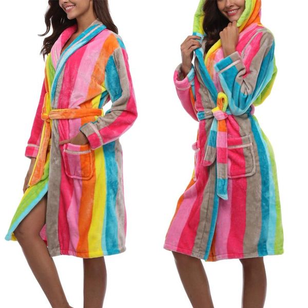 women's sleepwear christmas soft winter warm plush robes hooded flannel kimono house coat cute long rainbow printed bathrobe nightgown, Black;red
women's sleepwear christmas soft winter warm plush robes hooded flannel kimono house coat cute long rainbow printed bathrobe nightgown, Black;red