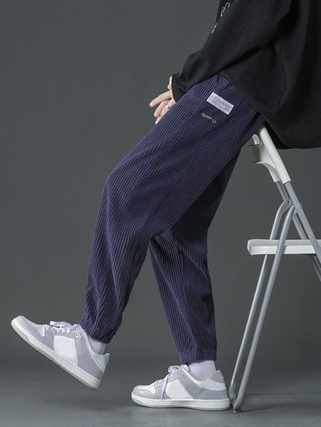 men patched detail corduroy pants e1iq#, Black