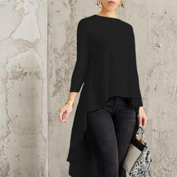womens shirt women blouse long sleeve asymmetrical high low plus size wear office and blouses 38, White
womens shirt women blouse long sleeve asymmetrical high low plus size wear office and blouses 38, White