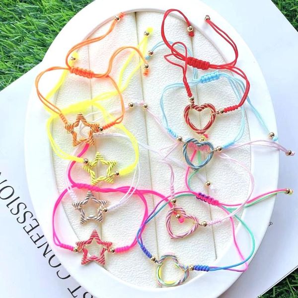link, chain 10pcs star heart-shaped charm bracelet femme adjustable rope woven bracelets women girl jewelry, Black
link, chain 10pcs star heart-shaped charm bracelet femme adjustable rope woven bracelets women girl jewelry, Black