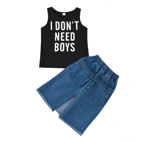 clothing sets girl’s summer two piece set fashion letter sleeveless and denim split mid-length skirt, White
clothing sets girl’s summer two piece set fashion letter sleeveless and denim split mid-length skirt, White