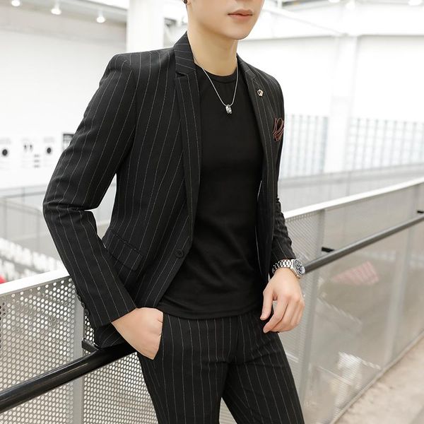 men's suits & blazers oimg two-piece suit korean style slim youth business casual small striped blue, White;black
men's suits & blazers oimg two-piece suit korean style slim youth business casual small striped blue, White;black