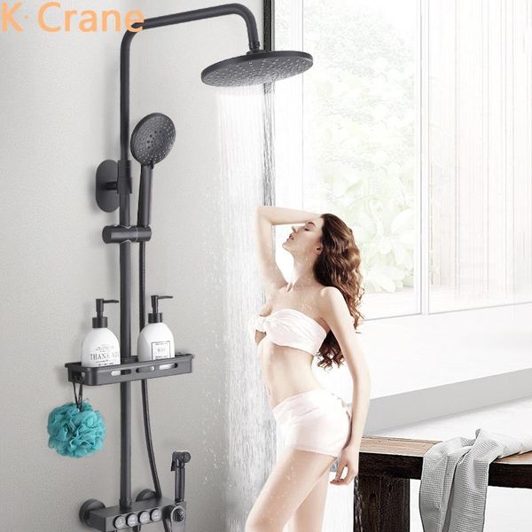 thermostatic shower system bathroom black set wall mounted round head rainfall bath faucet smart spa copper tap full kit sets
thermostatic shower system bathroom black set wall mounted round head rainfall bath faucet smart spa copper tap full kit sets