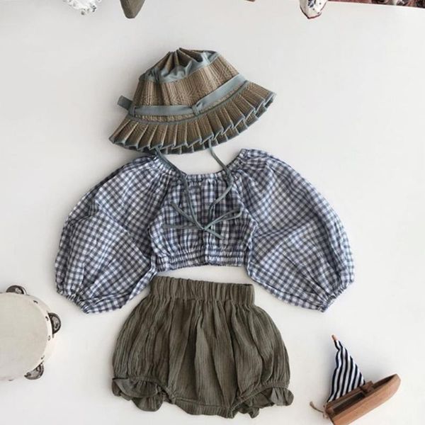 girl child summer 2021 korean sweet bubble sleeve short plaid flower edge bag pants two piece set clothing sets, White
girl child summer 2021 korean sweet bubble sleeve short plaid flower edge bag pants two piece set clothing sets, White