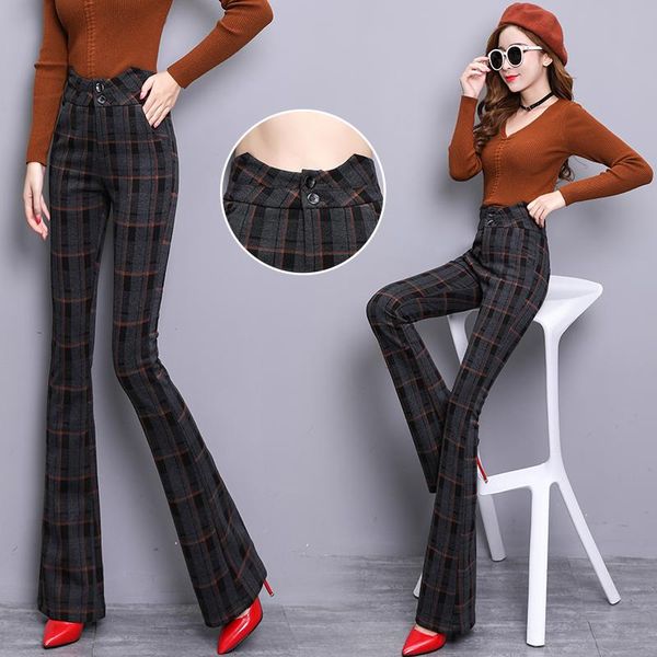 women's pants & capris fashion casual female spring woolen wide leg version of the bell high waist plaid trousers, Black;white
women's pants & capris fashion casual female spring woolen wide leg version of the bell high waist plaid trousers, Black;white