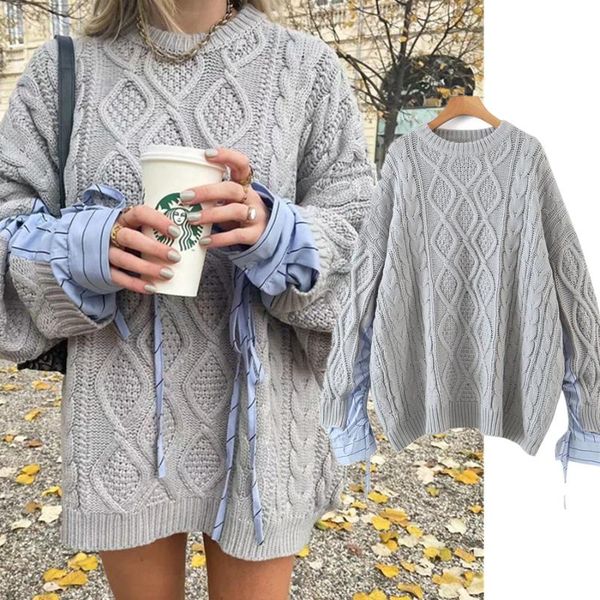 women's sweaters withered 2021 ins winter women pull femme england style high street vintage oversize patchwork long, White;black
women's sweaters withered 2021 ins winter women pull femme england style high street vintage oversize patchwork long, White;black