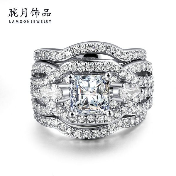 hand fashion platinum plated three-layer ring set with zircon micro inlay for women, Silver
hand fashion platinum plated three-layer ring set with zircon micro inlay for women, Silver