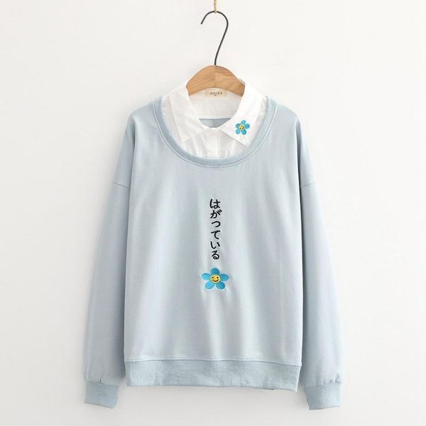 women's hoodies & sweatshirts harajuku sweatshirt floral embroidery student fake 2 piece pullovers female loose college style, Black
women's hoodies & sweatshirts harajuku sweatshirt floral embroidery student fake 2 piece pullovers female loose college style, Black