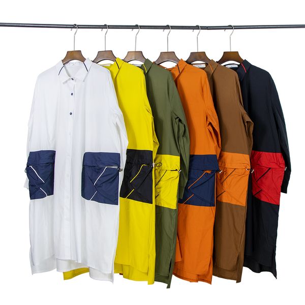 contrast pocket shirt women's wear pure cotton spring 2021 fashion design sense medium long casual loose, White
contrast pocket shirt women's wear pure cotton spring 2021 fashion design sense medium long casual loose, White