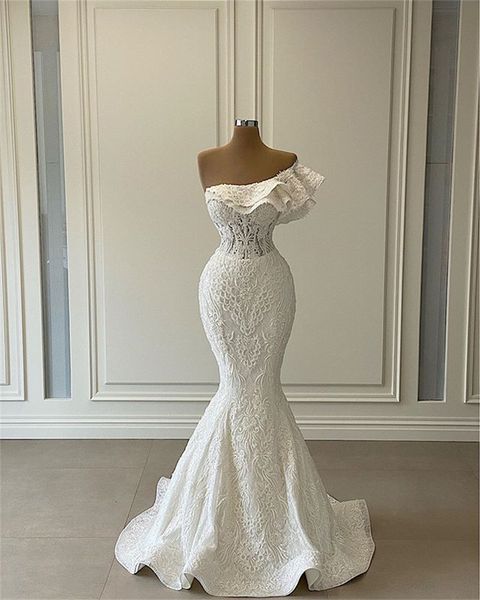 graceful mermaid wedding dresses off shoulder lace appliques bridal gown floor length custom made robe de mariee, White
graceful mermaid wedding dresses off shoulder lace appliques bridal gown floor length custom made robe de mariee, White
