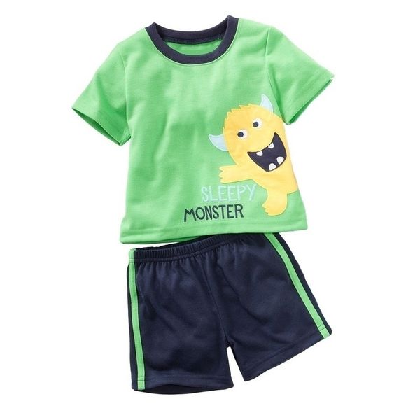 h boys clothes sets green monster baby boy's sport suits children clothing suit kids pajamas tee shirts pant 2-piece 210413, White