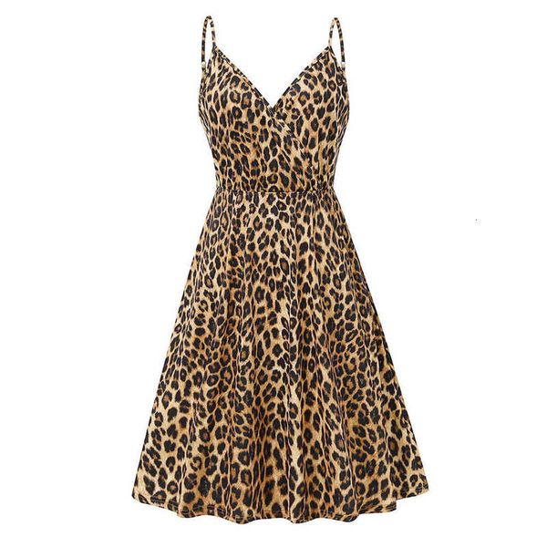 women's 2021 spring / summer leopard print drs with drawstring skirt pocket, White;black
women's 2021 spring / summer leopard print drs with drawstring skirt pocket, White;black