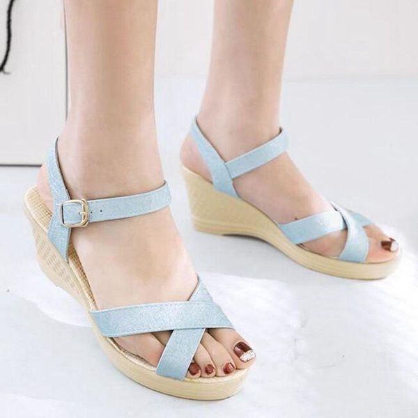 leisure high platform wedges women sandals peep toe ankle strap front rear buckle shoes solid summer, Black
leisure high platform wedges women sandals peep toe ankle strap front rear buckle shoes solid summer, Black