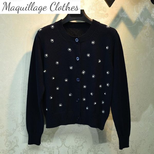women's knits & tees 2021 spring women brand beading o-neck knitting coat lady elegant black cardigans b588, White
women's knits & tees 2021 spring women brand beading o-neck knitting coat lady elegant black cardigans b588, White