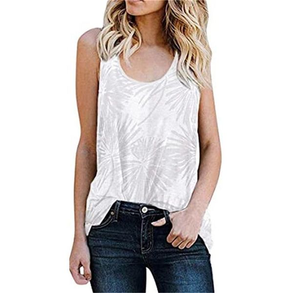 women's t-shirt 2021 fashion casual printed sleeveless vest round neck leopard floral burnt-out breathable tees, White
women's t-shirt 2021 fashion casual printed sleeveless vest round neck leopard floral burnt-out breathable tees, White