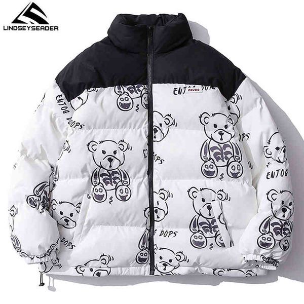 women winter warm thick coat patchwork cartoon bear heated padded puffer et oversized parka men's clothing, Black
women winter warm thick coat patchwork cartoon bear heated padded puffer et oversized parka men's clothing, Black