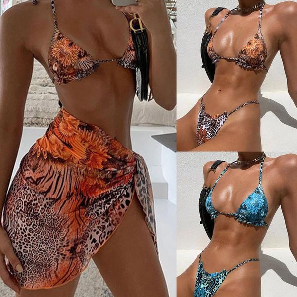 women's swimwear leopard print strappy three-pieces african bikini halter bra high waist swimsuit cover up skirt beachwear bañadores mu, White;black
women's swimwear leopard print strappy three-pieces african bikini halter bra high waist swimsuit cover up skirt beachwear bañadores mu, White;black