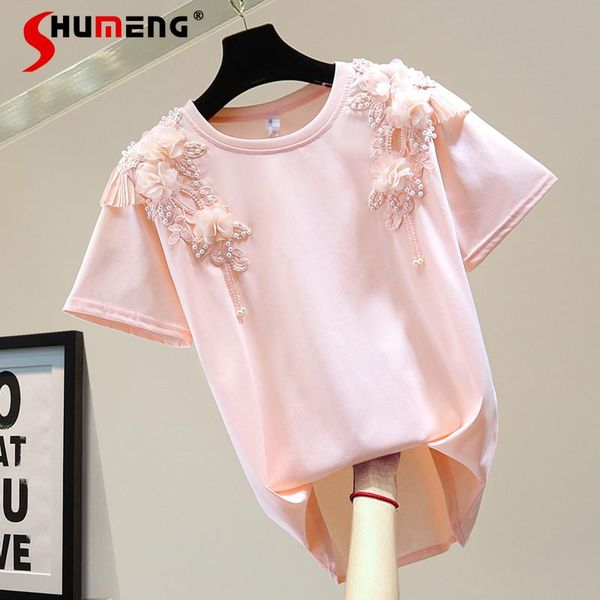 summer women fashion simple 3d flower beaded short sleeve t-shirt korean style loose slimming lace embroidery solid tee women's, White
summer women fashion simple 3d flower beaded short sleeve t-shirt korean style loose slimming lace embroidery solid tee women's, White