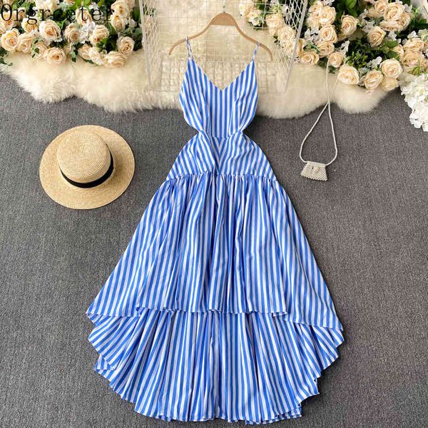 classic blue striped vacation beach dress v-neck backless slim asymmetry ruffles large swing suspender 210525, Black;gray
classic blue striped vacation beach dress v-neck backless slim asymmetry ruffles large swing suspender 210525, Black;gray