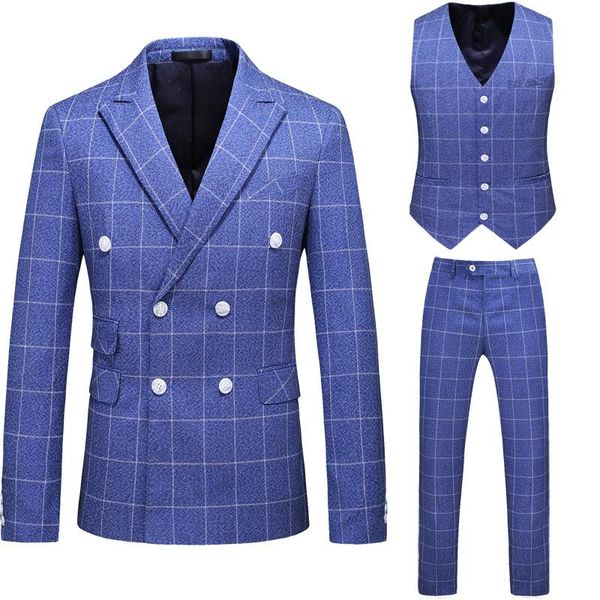 men's suits & blazers (jacket+pants+vest) multicolor double-breasted suit male british business slim three-piece 2021, White;black
men's suits & blazers (jacket+pants+vest) multicolor double-breasted suit male british business slim three-piece 2021, White;black