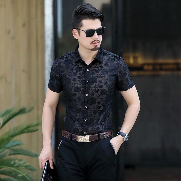 embroidered plum pattern fashion slim luxury short sleeve shirt summer 2021 quality hollow breathable streetwear men -3xl men's casual, White;black
embroidered plum pattern fashion slim luxury short sleeve shirt summer 2021 quality hollow breathable streetwear men -3xl men's casual, White;black
