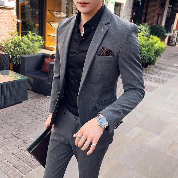 men's suits & blazers suit two piece korean fashion jacket casual formal wear professional slim man, White;black
men's suits & blazers suit two piece korean fashion jacket casual formal wear professional slim man, White;black