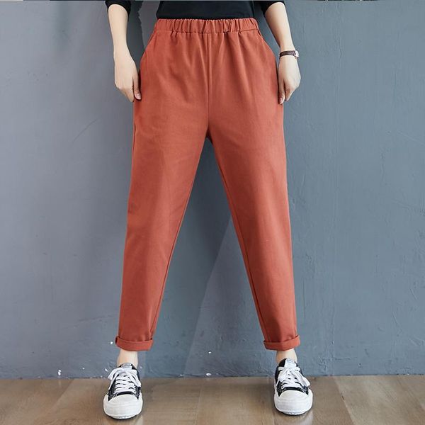 women's pants & capris harem 2021 arrival high waist women autumn casual cotton linen office lady work all-match spring, Black;white 
women's pants & capris harem 2021 arrival high waist women autumn casual cotton linen office lady work all-match spring, Black;white