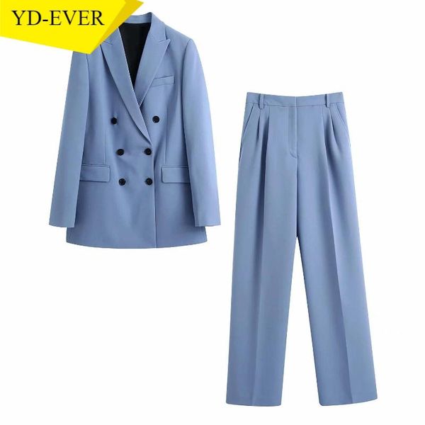 women blue blazer suit pants 2 piece set double-breasted long sleeve jacket female office sets be321-1 women's two, White
women blue blazer suit pants 2 piece set double-breasted long sleeve jacket female office sets be321-1 women's two, White