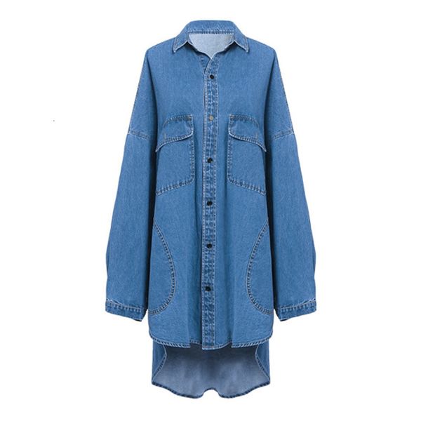 pants women's oversized jeans coat streetwear fashion blue loose irregular long denim jacket outwear fall women clothing, White 
pants women's oversized jeans coat streetwear fashion blue loose irregular long denim jacket outwear fall women clothing, White