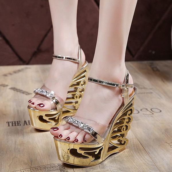 summer women's wedge sandals 2021 transparent rhinestones 15cm super heels., Black
summer women's wedge sandals 2021 transparent rhinestones 15cm super heels., Black